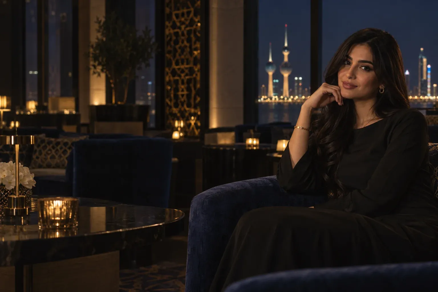 Confident sugar baby in a refined Kuwait setting