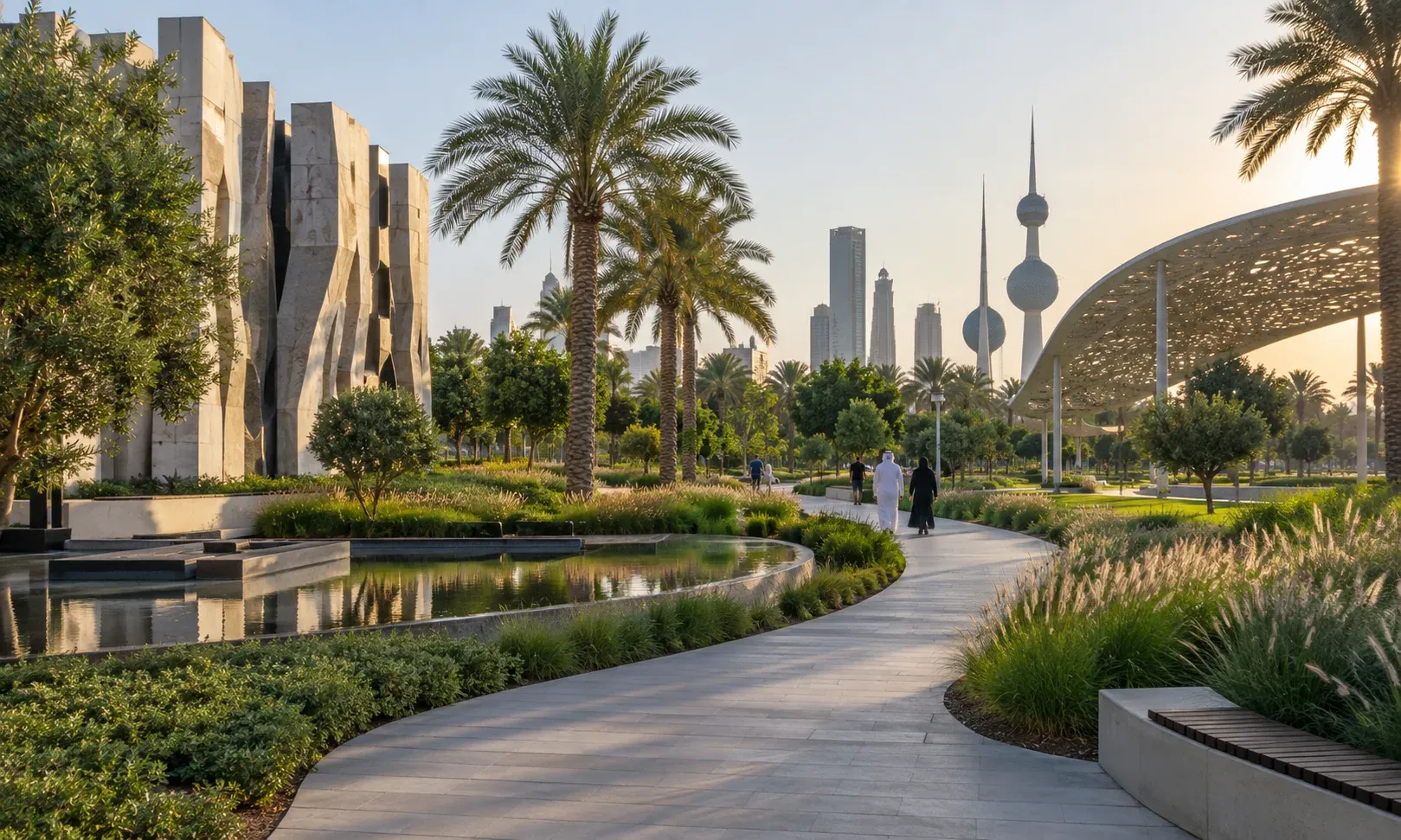 Landscaped paths at Al Shaheed Park